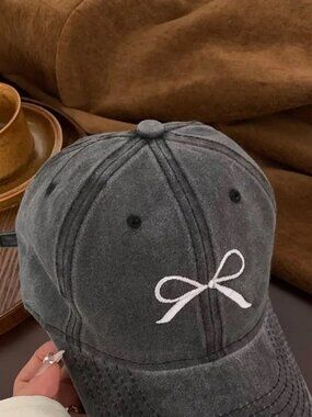Bow Embroidered Baseball Cap